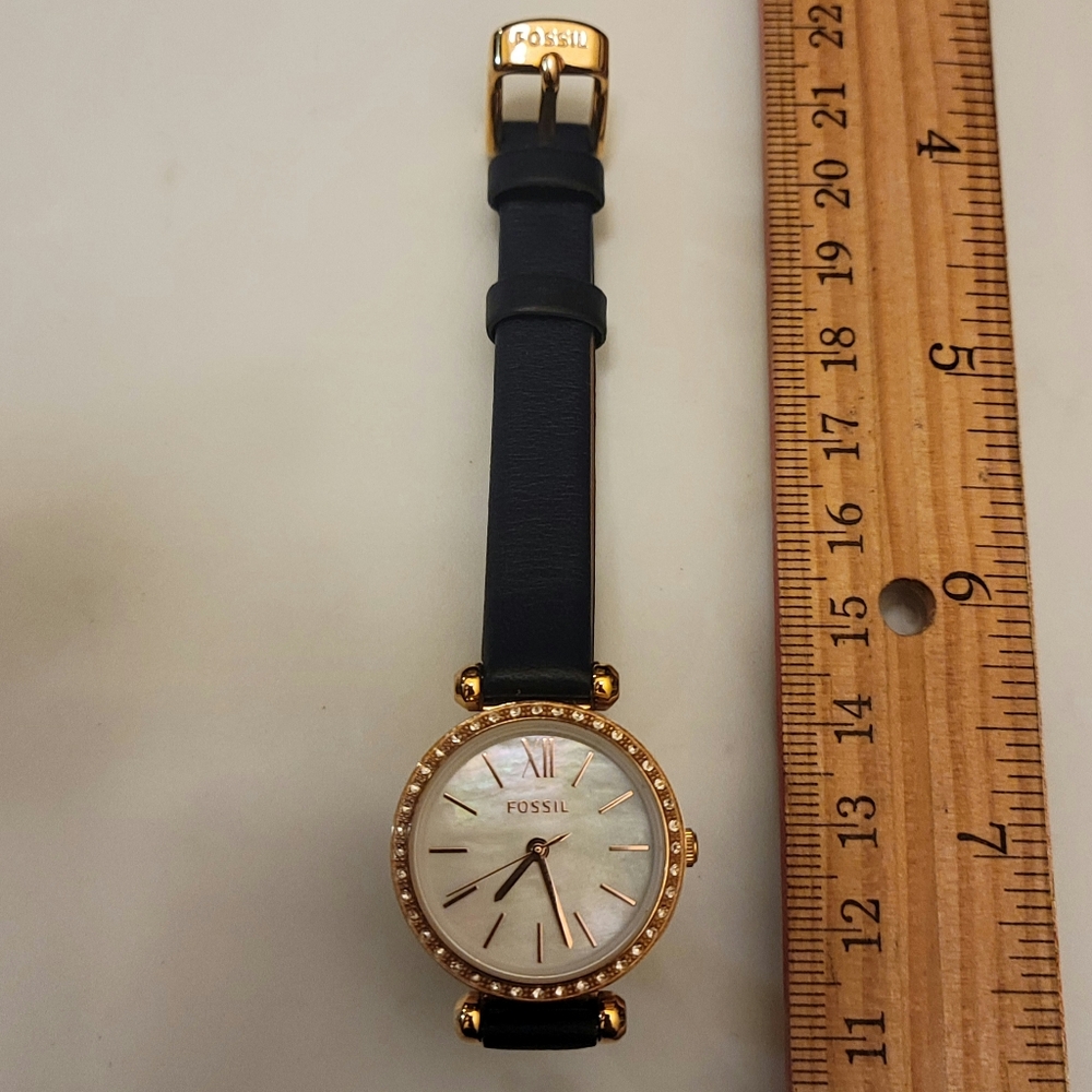 FOSSIL - Tillie Mini Three-Hand Navy Leather Ladies Watch BQ3899